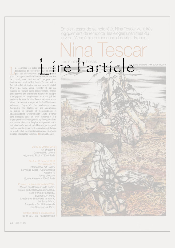 Article de l'Univers des Arts n°184 « Les Métamorphoses » de Thibaud Josset