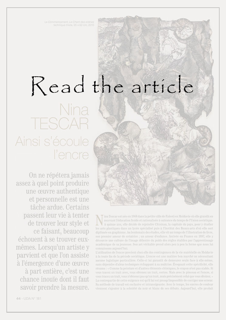 Article from l'Univers des Arts n°181 " Ainsi s'écoute l'encre " by Thibaud Josset